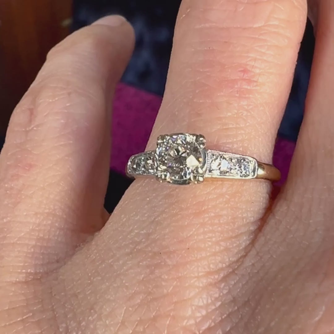 Engagement Ring, Old Euro. 0.45ct. sold by Doyle and Doyle an antique and vintage jewelry boutique