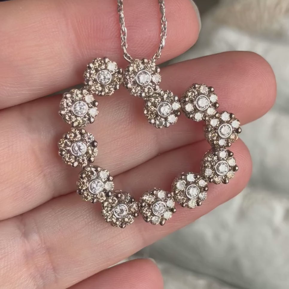Vintage Brown & White Diamond Heart Pendant, from Doyle & Doyle antique and vintage jewelry boutique