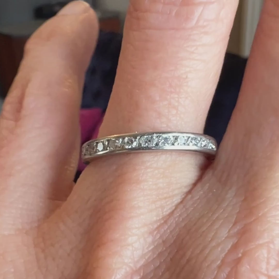 Vintage Diamond Eternity Wedding Band Ring sold by Doyle and Doyle an antique and vintage jewelry boutique 