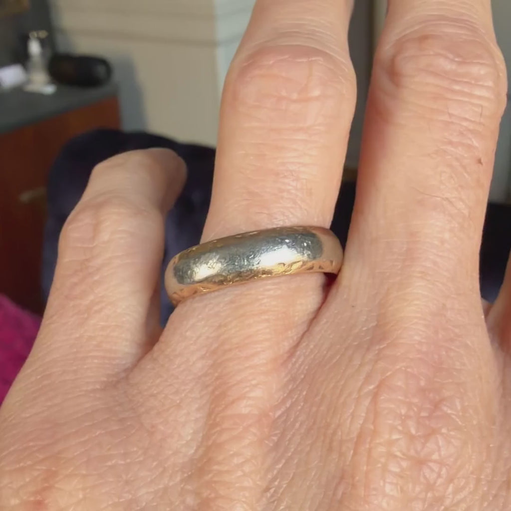 Vintage Two-toned Wedding Band Ring sold by Doyle and Doyle an antique and vintage jewelry boutique