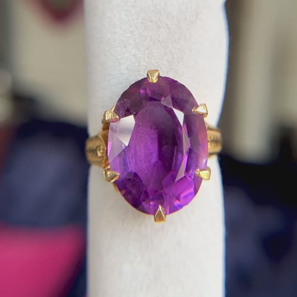 Victorian Oval Amethyst Ring, sold by Doyle & Doyle antique and vintage jewelry boutique