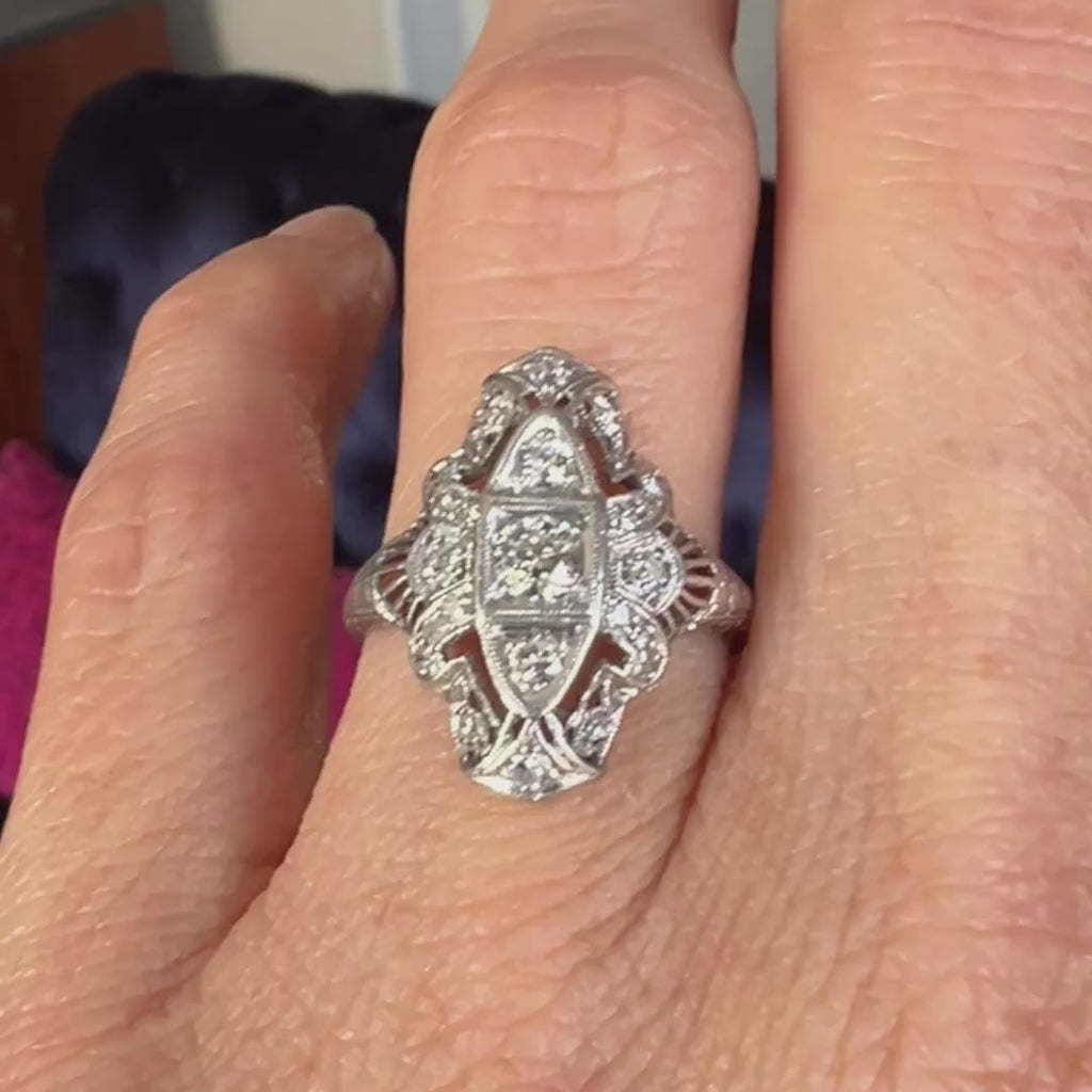 Art Deco Diamond Dinner Ring sold by Doyle and Doyle an antique and vintage jewelry boutique