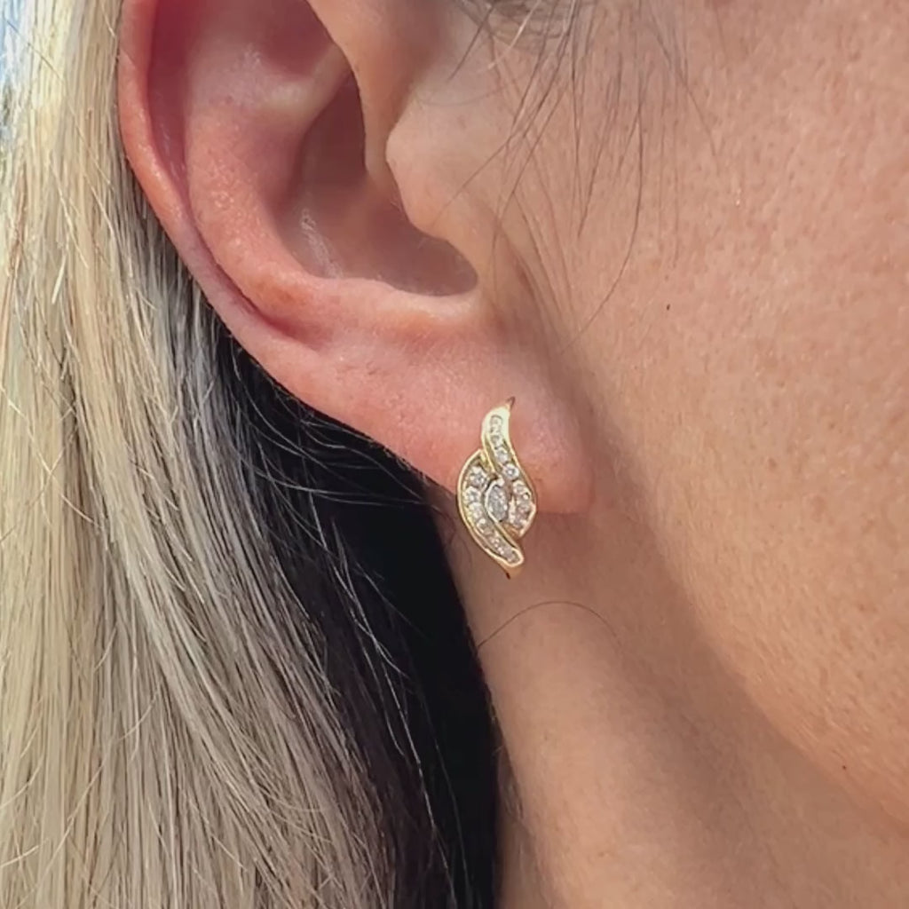 Vintage Marquise & Round Diamond Earrings sold by Doyle and Doyle an antique and vintage jewelry boutique