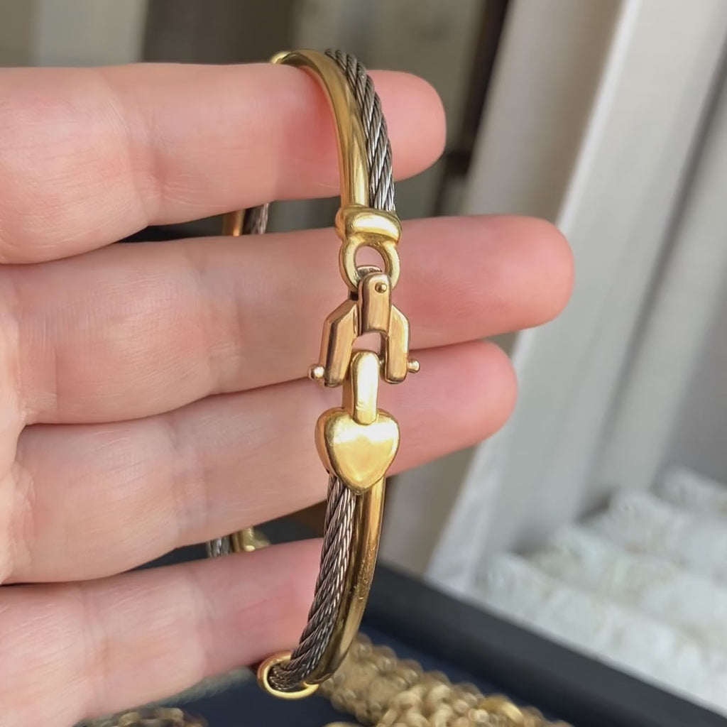 Estate Two-toned Heart Motif Bracelet sold by Doyle and Doyle an antique and vintage jewelry boutique