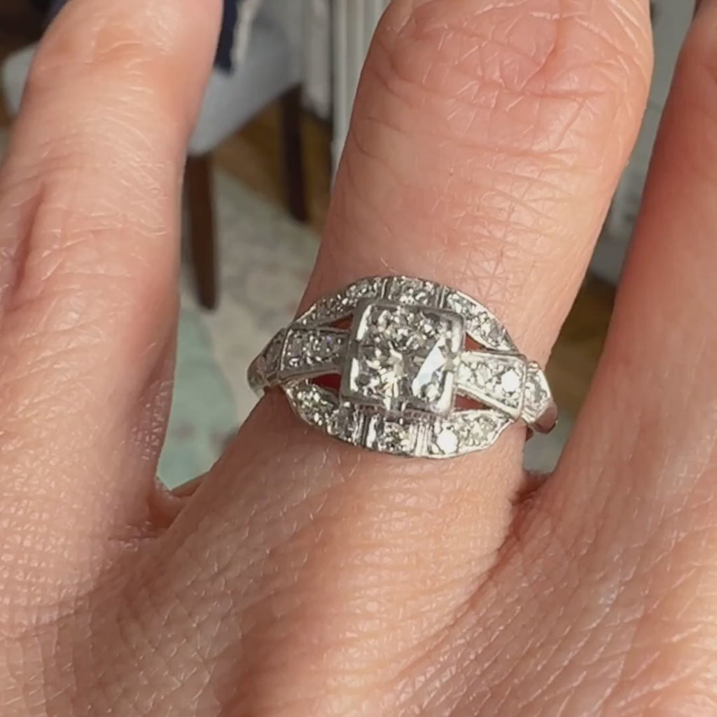 Art Deco Engagement Ring, RBC 0.30ct. sold by Doyle and Doyle an antique and vintage jewelry boutique