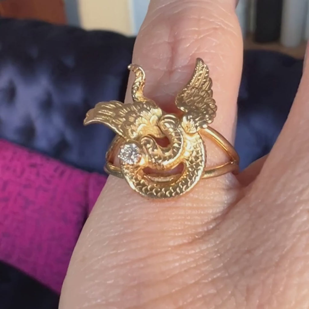 Antique Diamond Dragon Ring sold by Doyle and Doyle an antique and vintage jewelry boutique
