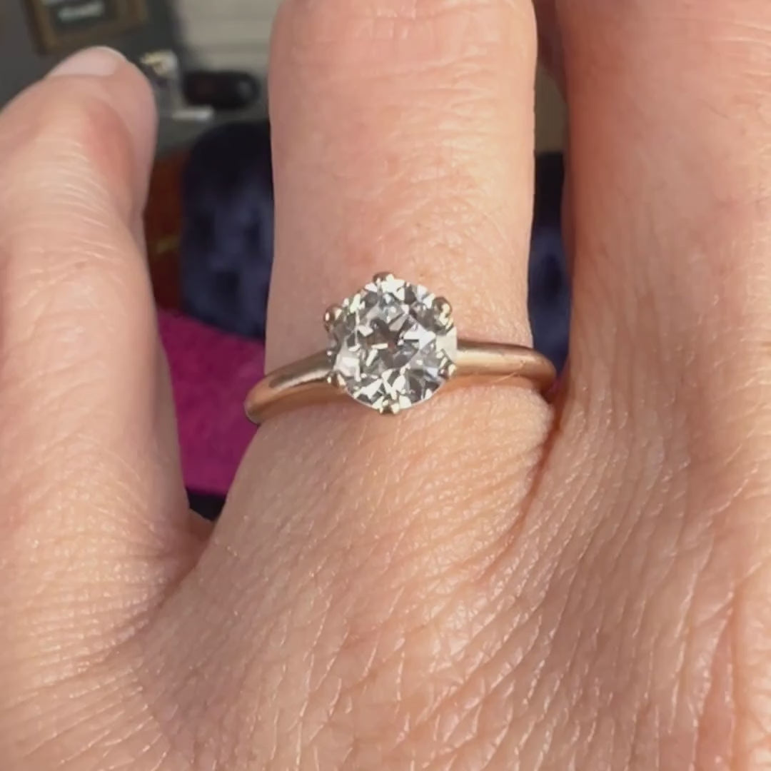 Vintage Engagement Ring, Old Euro 1.09ct. sold by Doyle and Doyle an antique and vintage jewelry boutique