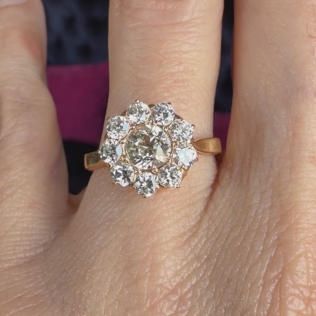 Antique Old European cut Cluster Ring, 0.70ct. sold by Doyle and Doyle an antique and vintage jewelry boutique