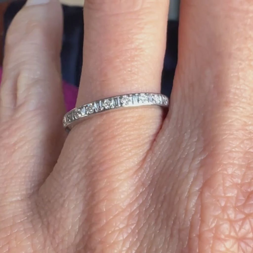 Art Deco Diamond Wedding Band Ring sold by Doyle and Doyle an antique and vintage jewelry boutique