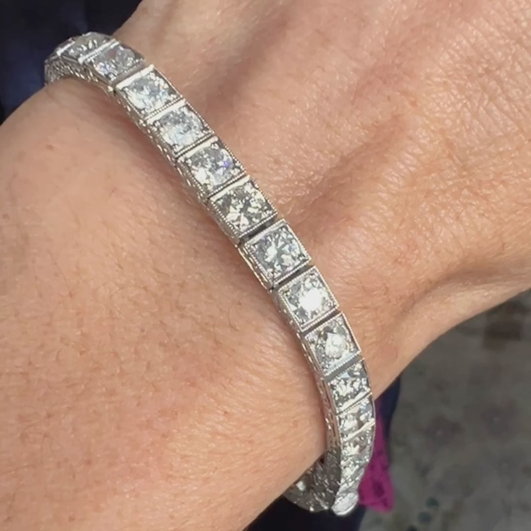 Vintage Diamond Straightline Tennis Bracelet sold by Doyle and Doyle an antique and vintage jewelry boutique