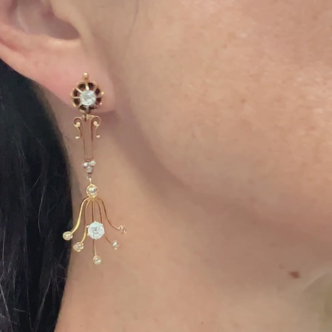 Antique Diamond Drop Earrings sold by Doyle and Doyle an antique and vintage jewelry boutique
