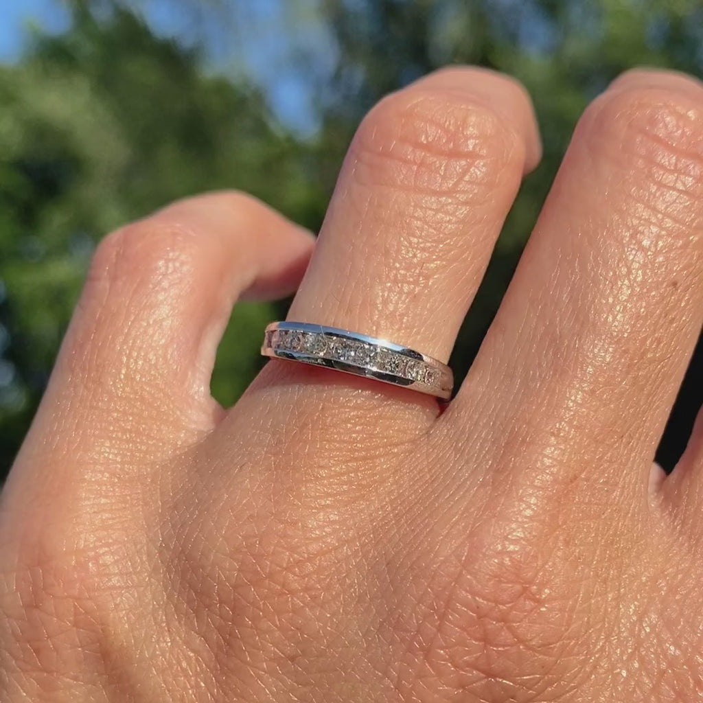 Vintage Diamond Wedding Band sold by Doyle and Doyle an antique and vintage jewelry boutique