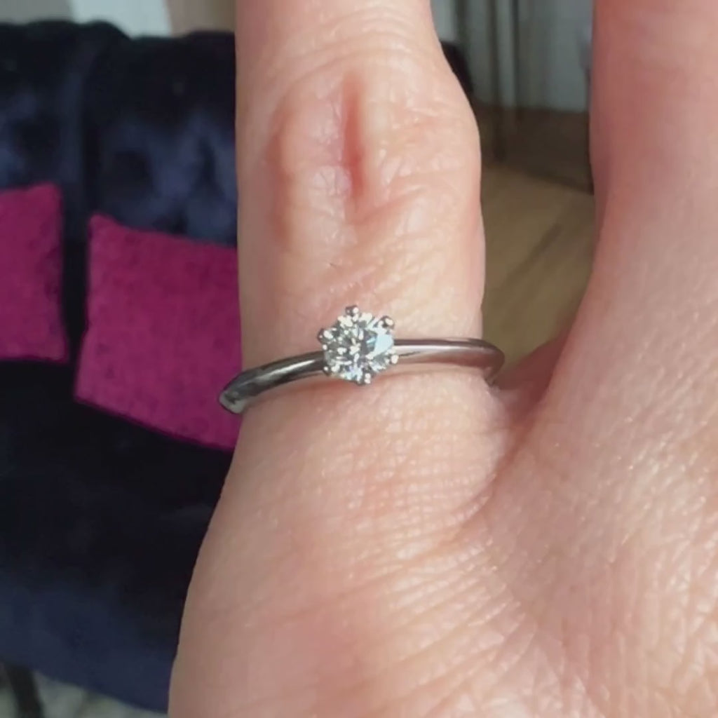 Vintage Tiffany & Co Engagement Ring, RBC 0.18ct. sold by Doyle and Doyle an antique and vintage jewelry boutique