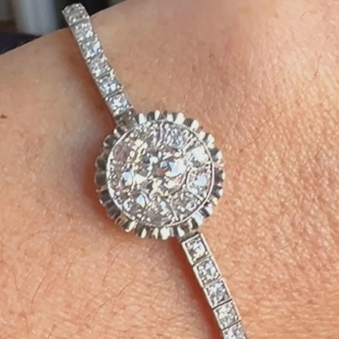 Art Deco Old European Cut Diamond Bracelet sold by Doyle and Doyle an antique and vintage jewelry boutique