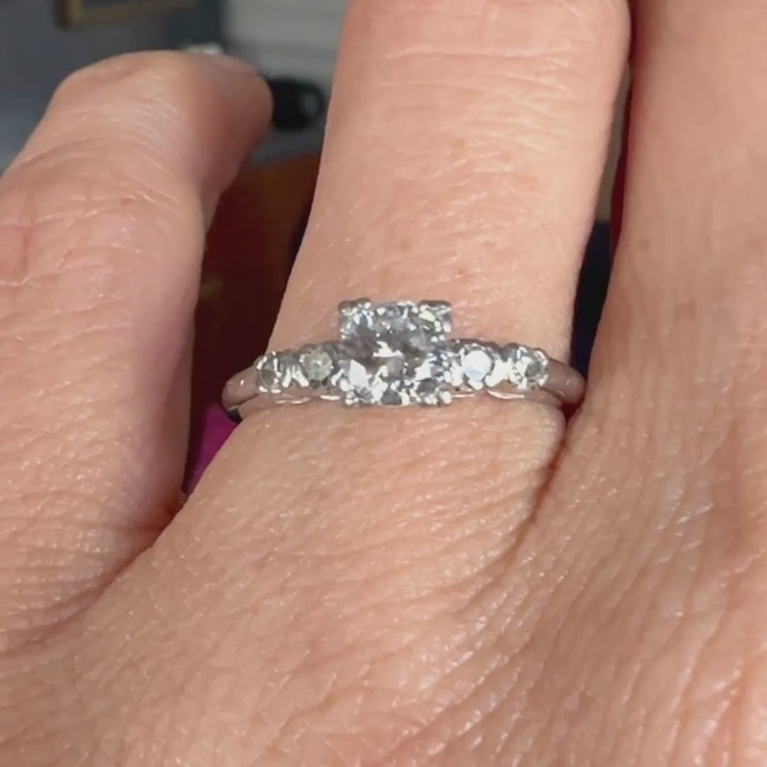 Vintage Diamond Engagement Ring, Round Brilliant Cut 0.41ct., sold by Doyle & Doyle an antique and vintage jewelry boutique