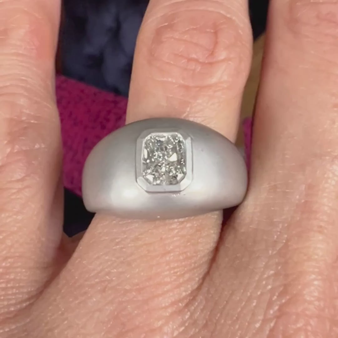Radiant Cut Diamond Signet Ring sold by Doyle and Doyle an antique and vintage jewelry boutique