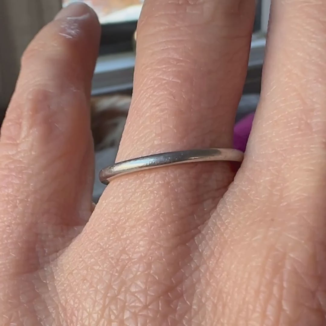 Vintage Half Round Platinum Wedding Band sold by Doyle and Doyle an antique and vintage jewelry boutique
