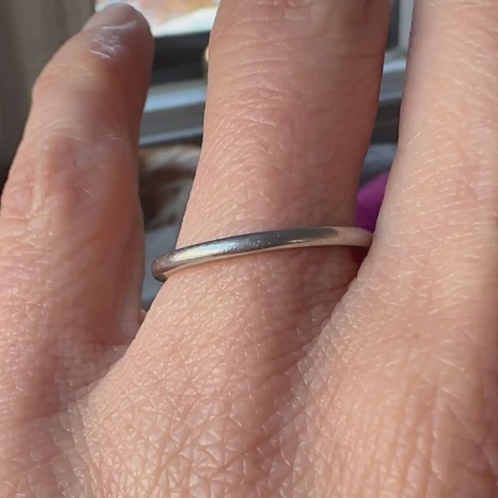 Vintage Half Round Platinum Wedding Band sold by Doyle and Doyle an antique and vintage jewelry boutique