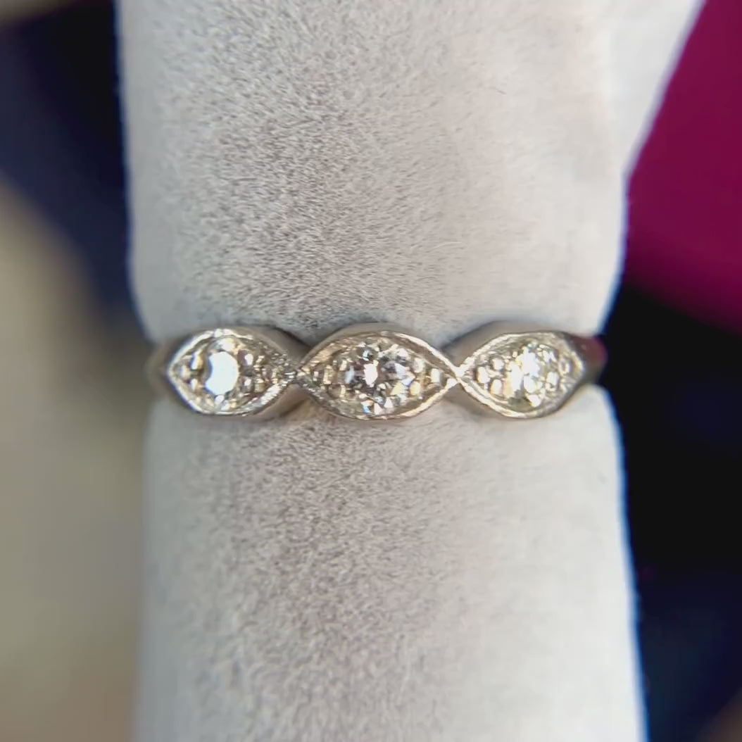 Vintage Diamond Navette Frame Band Ring, sold by Doyle & Doyle antique and vintage jewelry boutique