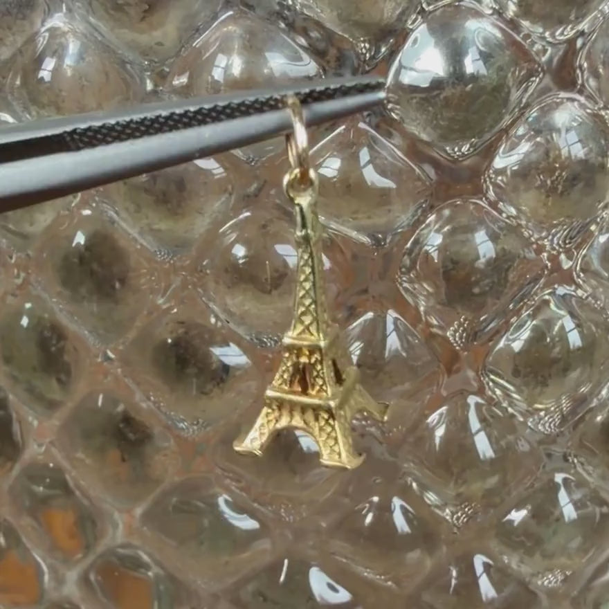 Vintage Gold Eiffel Tower Charm Pendant, sold by Doyle & Doyle antique and vintage jewelry boutique