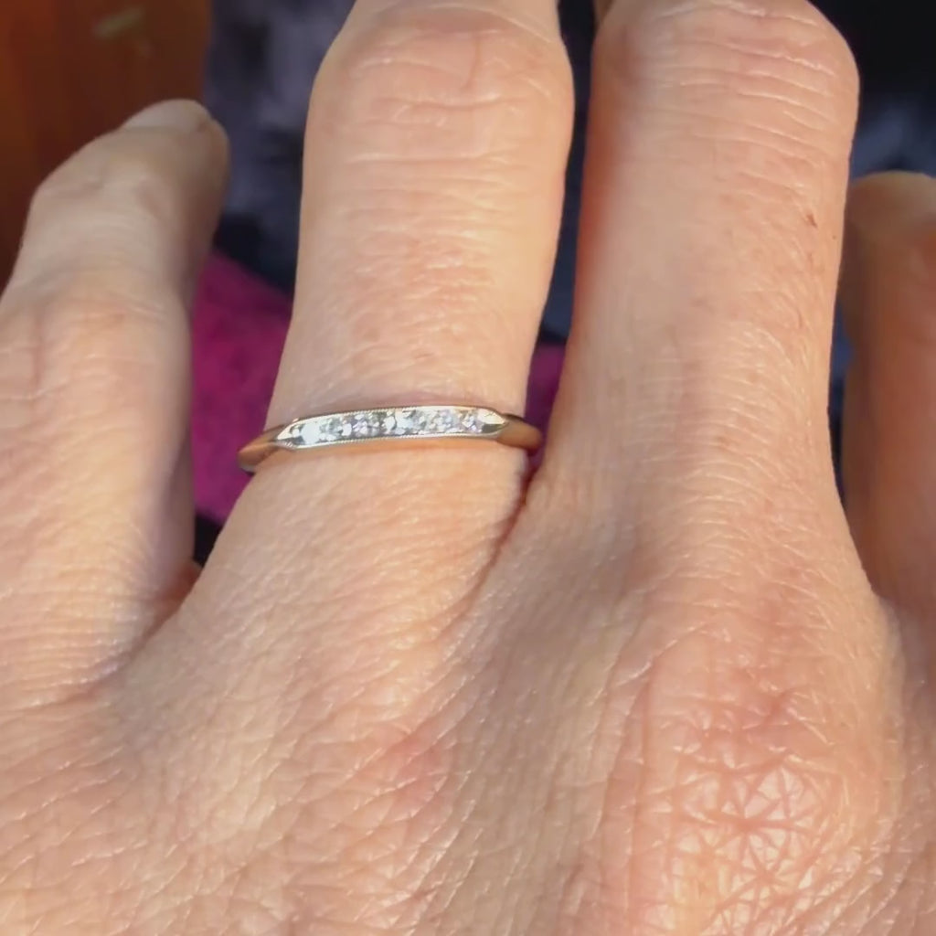 Vintage Diamond Gold Band sold by Doyle and Doyle an antique and vintage jewelry boutique