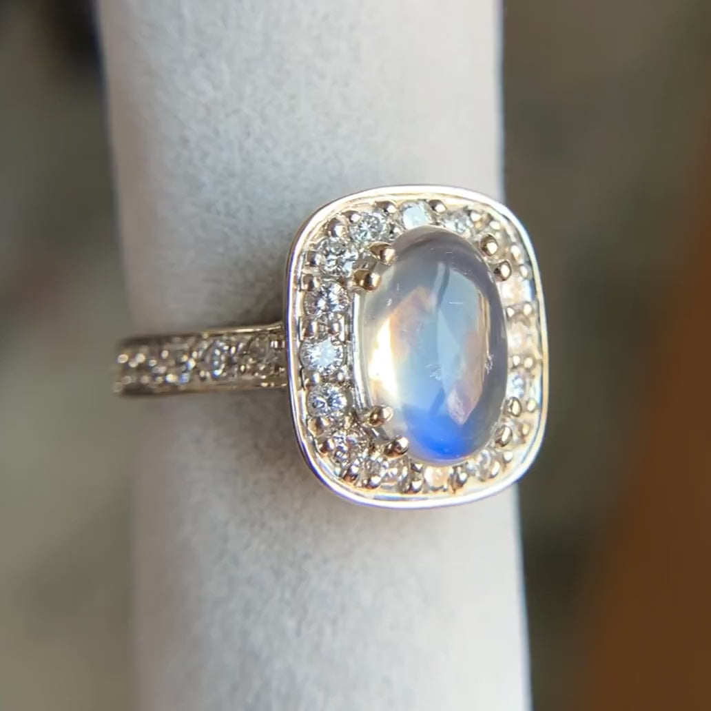 Estate Moonstone & Diamond Ring, sold by Doyle & Doyle antique and vintage jewelry boutique