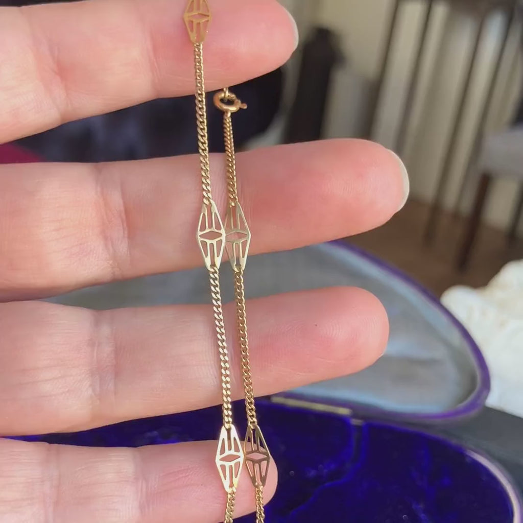 Vintage Fancy Link Gold Chain Necklace, sold by Doyle & Doyle antique and vintage jewelry boutique