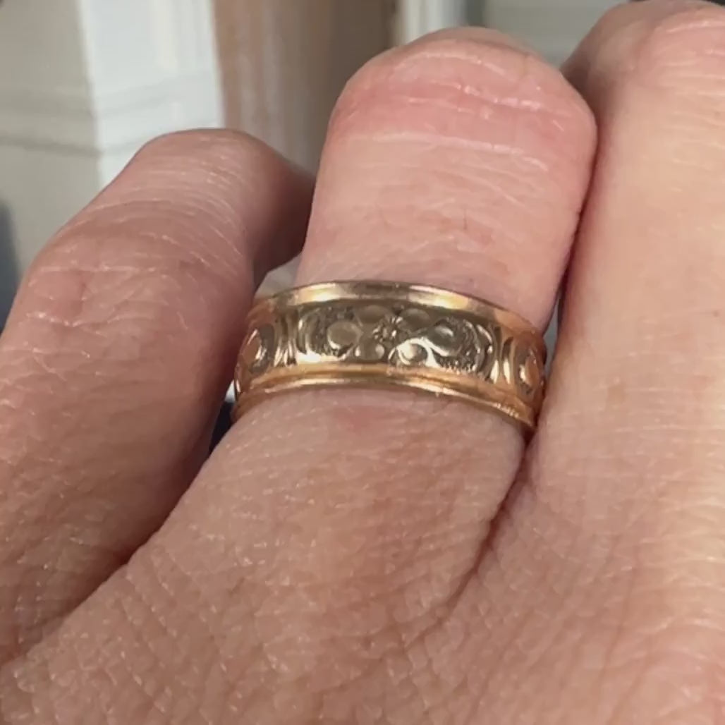 Antique Gold Patterned Wedding Band, from Doyle & Doyle vintage and antique jewelry boutique.