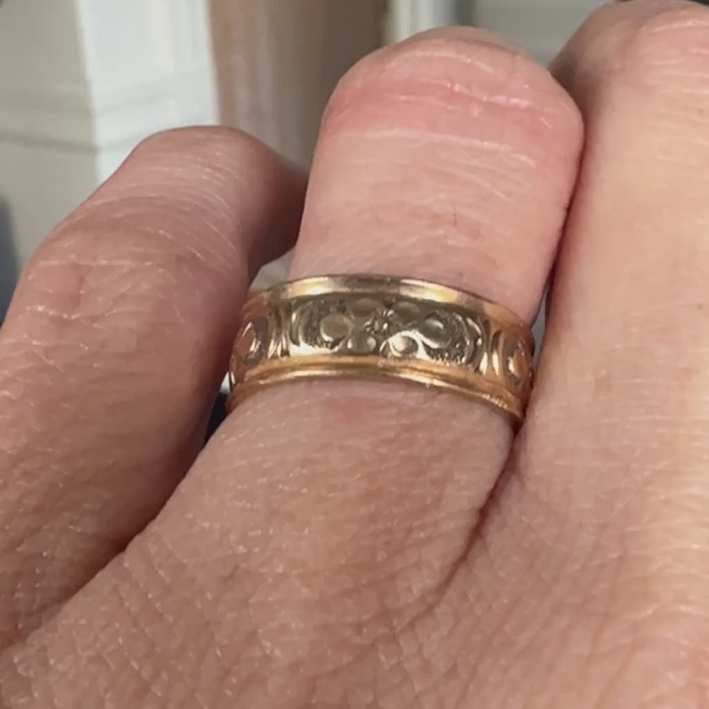 Antique Gold Patterned Wedding Band, from Doyle & Doyle vintage and antique jewelry boutique.