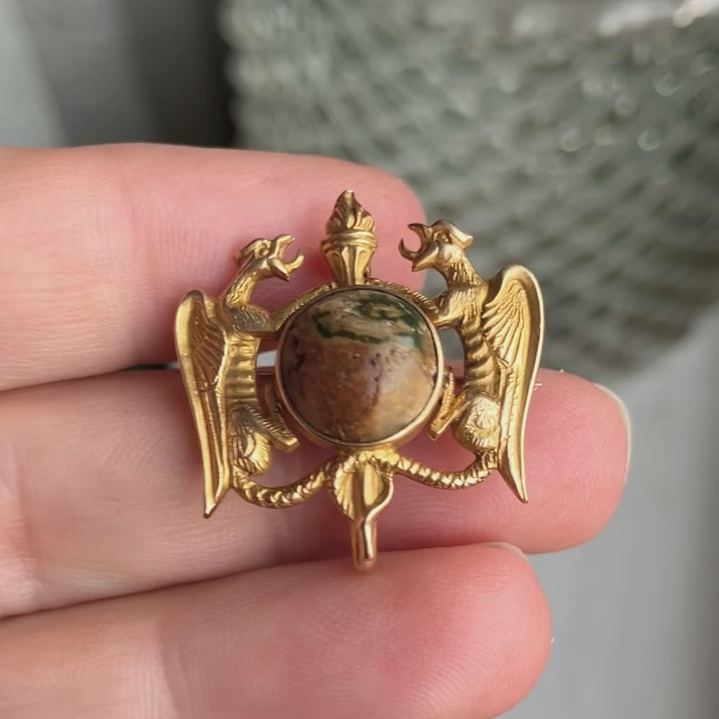 Antique Art Nouveau Griffin Pin/Pendant, sold by Doyle & Doyle antique and vintage jewelry boutique