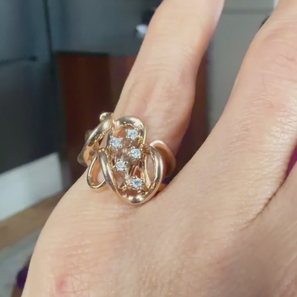 Vintage Diamond Squiggle Ring sold by Doyle and Doyle an antique and vintage jewelry boutique