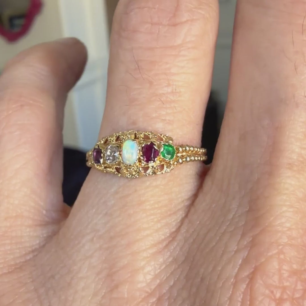 Georgian Acrostic "ADORE" Ring sold by Doyle and Doyle an antique and vintage jewelry boutique