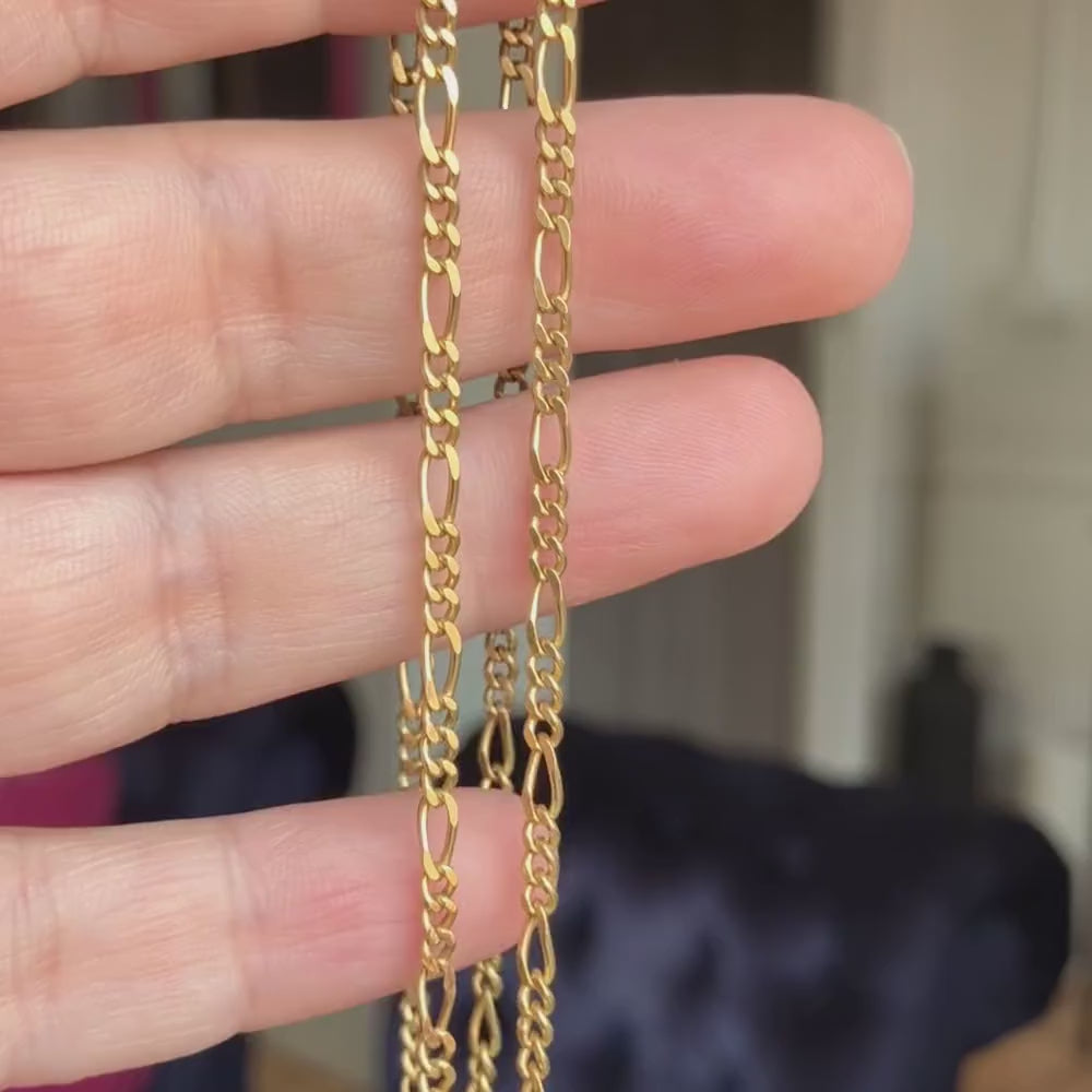 Vintage Gold Figaro Link Chain Necklace, sold by Doyle & Doyle antique and vintage jewelry boutique
