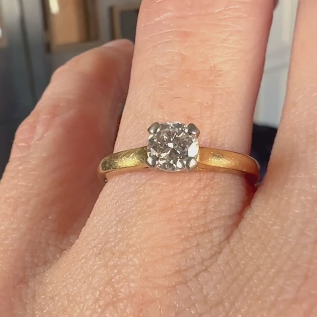 Vintage Diamond Solitaire Engagement Ring, RBC 0.45 ct. sold by Doyle and Doyle an antique and vintage jewelry boutique