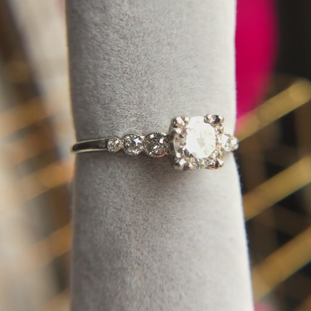 Vintage Engagement Ring, Round Brilliant Cut 0.45ct., from Doyle & Doyle antique and vintage jewelry boutique