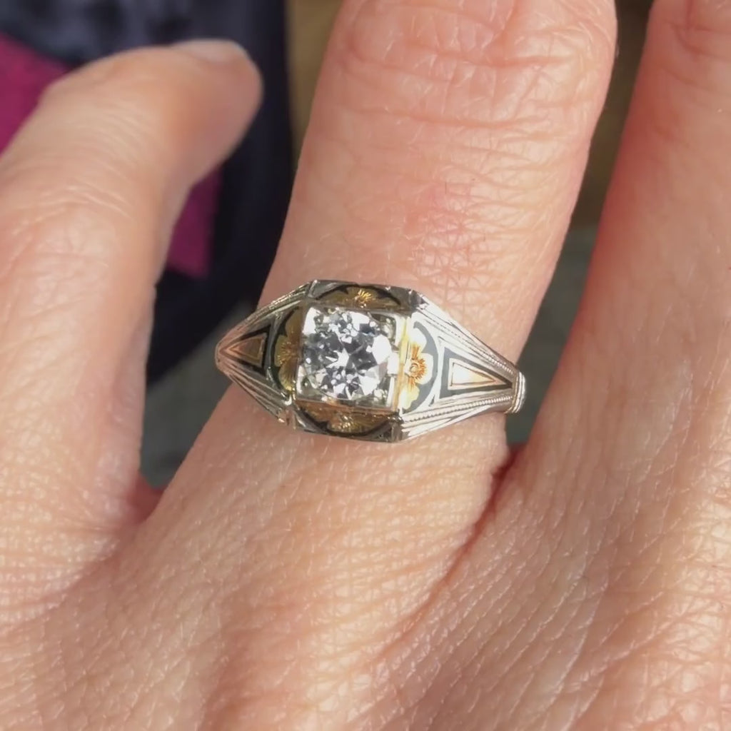 Art Deco Diamond Engagement Ring, RBC 0.25 sold by Doyle and Doyle an antique and vintage jewelry boutique