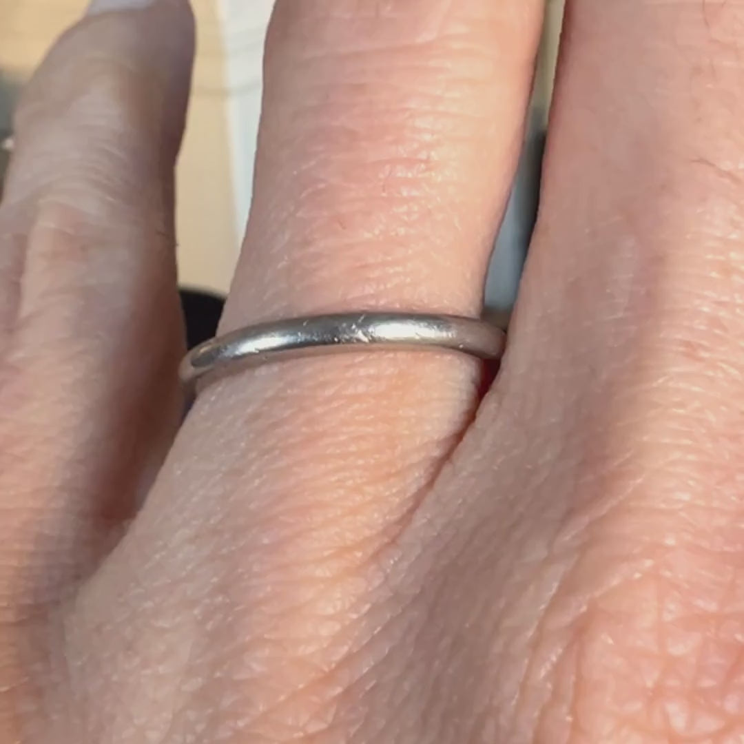 Vintage Half Round Platinum Wedding Band sold by Doyle and Doyle an antique and vintage jewelry boutique