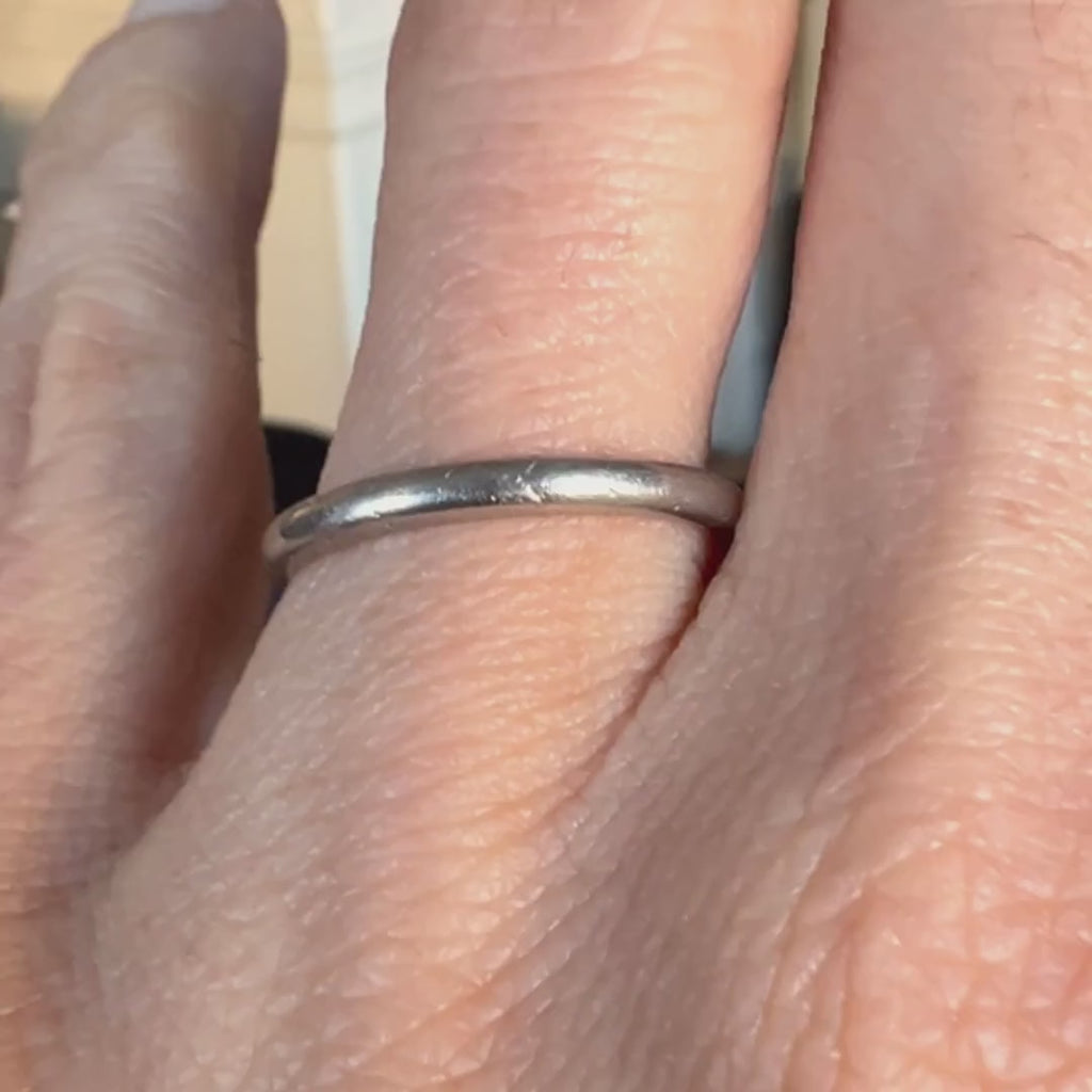 Vintage Half Round Platinum Wedding Band sold by Doyle and Doyle an antique and vintage jewelry boutique