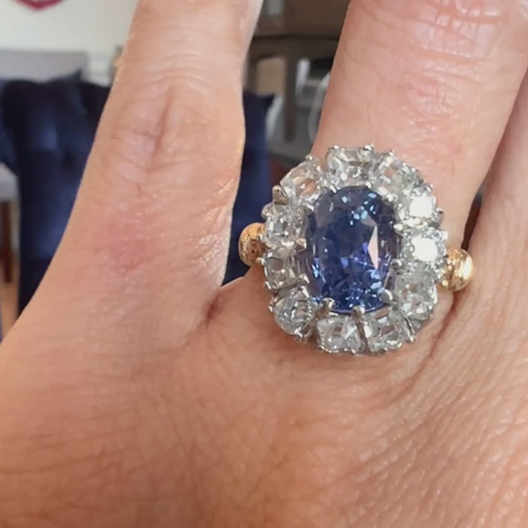 Estate Sapphire & Diamond Ring sold by Doyle and Doyle an antique and vintage jewelry boutique