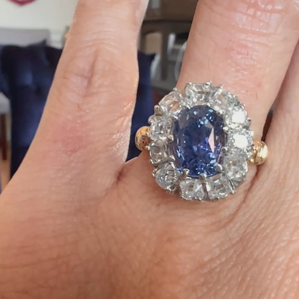 Estate Sapphire & Diamond Ring sold by Doyle and Doyle an antique and vintage jewelry boutique