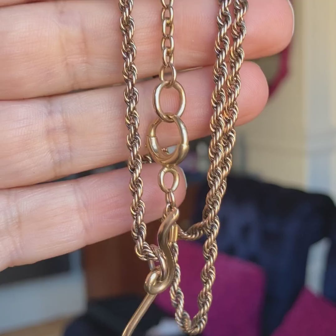 Antique Gold Rope Watch Chain, sold by Doyle & Doyle antique and vintage jewelry boutique