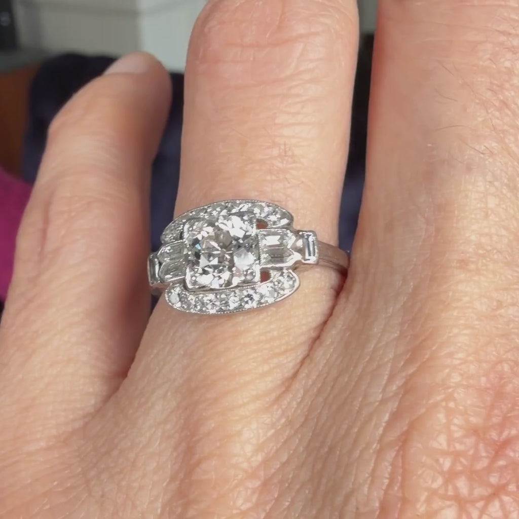 Art Deco Engagement Ring, Old Euro 1.06ct. sold by Doyle and Doyle an antique and vintage jewelry boutique