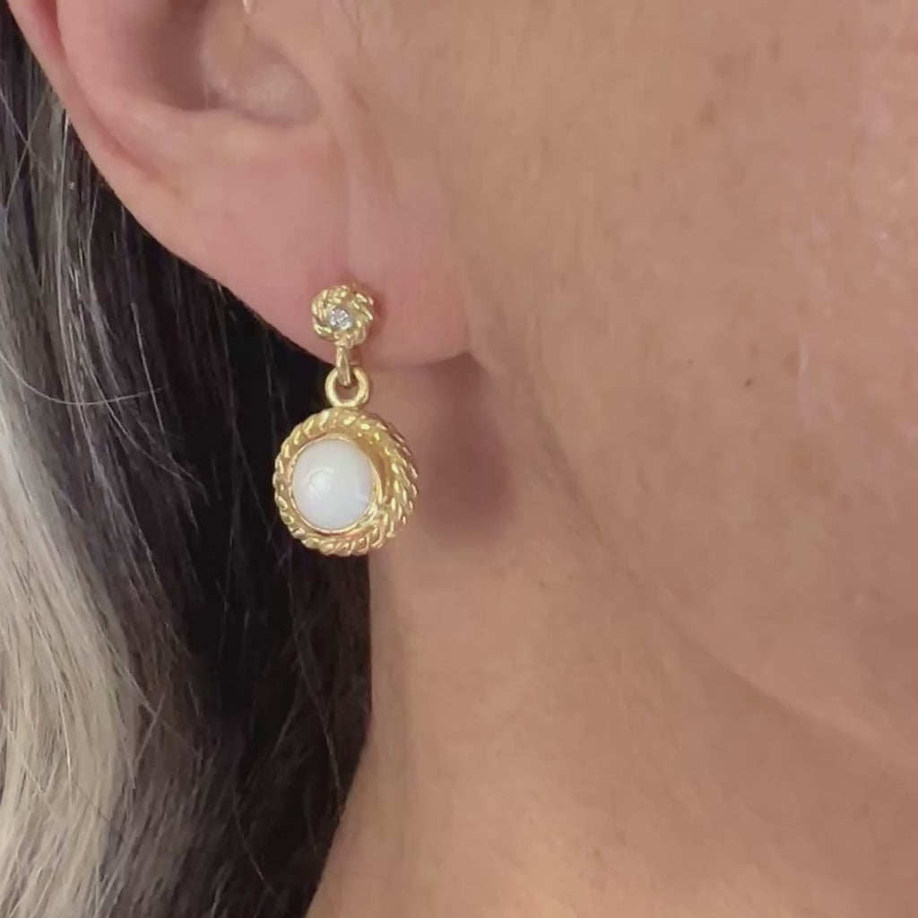 Vintage Mother of Pearl Drop Earrings sold by Doyle and Doyle an antique and vintage jewelry boutique