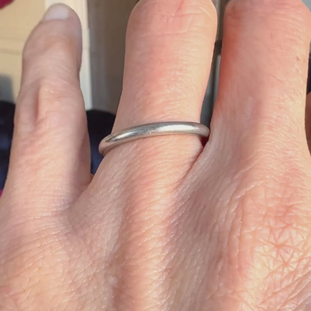 Vintage Half Round Platinum Wedding Band, 1955 sold by Doyle and Doyle an antique and vintage jewelry boutique