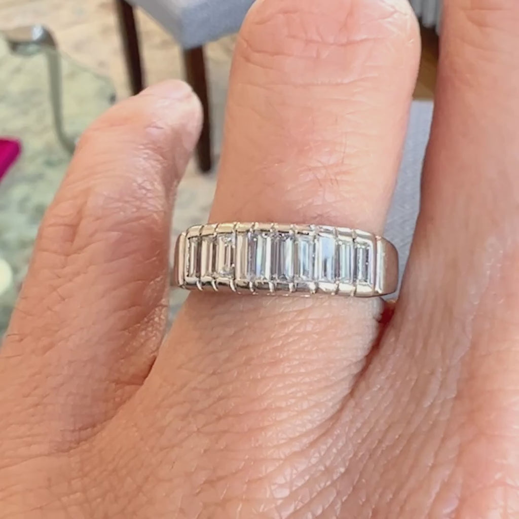 Vintage Baguette Cut Diamond Wedding Band sold by Doyle and Doyle an antique and vintage jewelry boutique