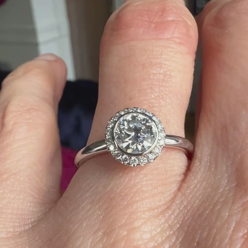 Diamond Frame Engagement Ring-Heirloom by Doyle & Doyle, Old Euro 0.76ct sold by Doyle and Doyle an antique and vintage jewelry boutique