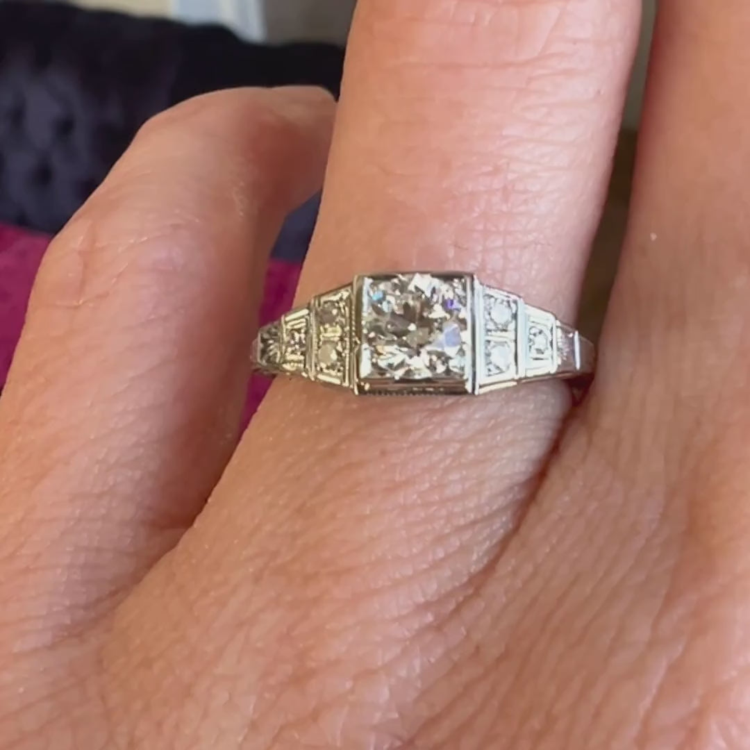 Art Deco Diamond Engagement Ring, 0.45ct. sold by Doyle and Doyle an antique and vintage jewelry boutique