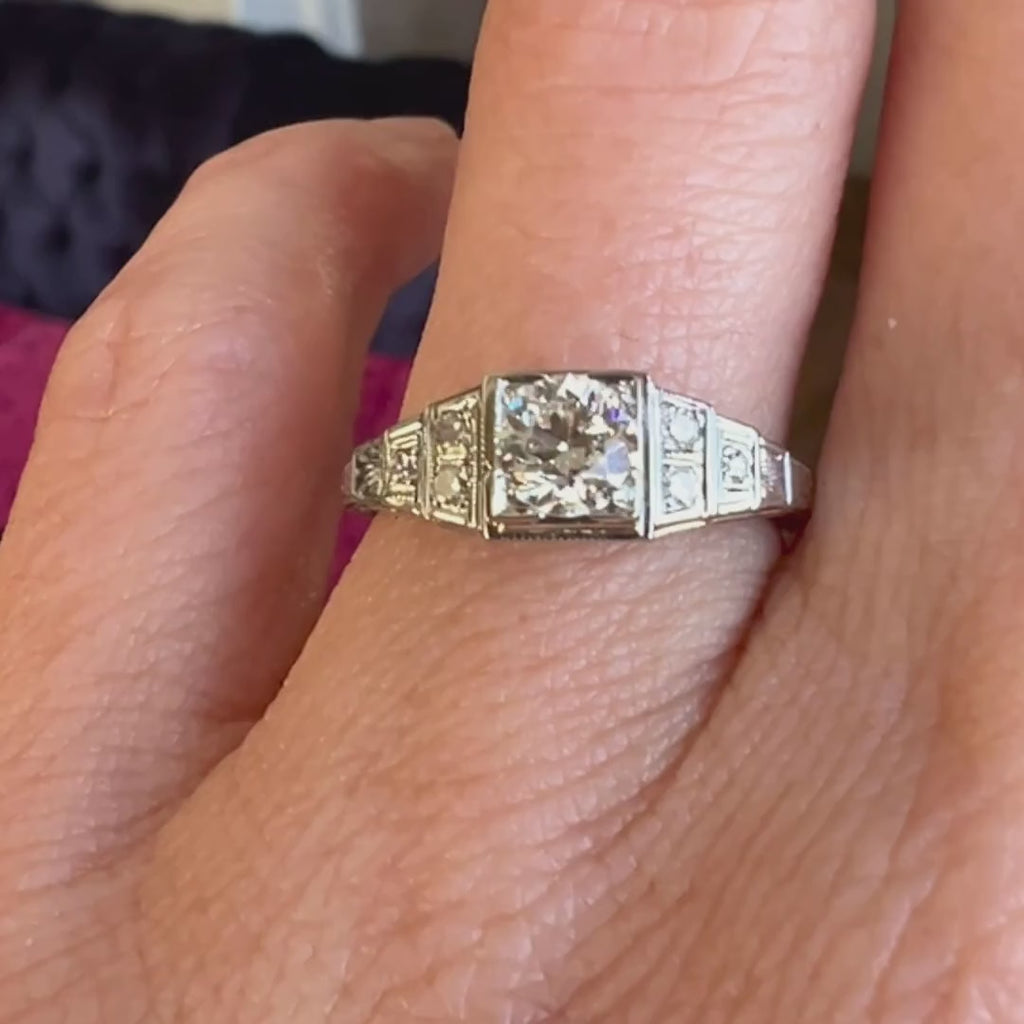 Art Deco Diamond Engagement Ring, 0.45ct. sold by Doyle and Doyle an antique and vintage jewelry boutique