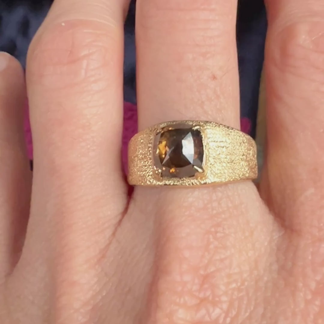 Vintage Cognac Diamond Ring, 2.02ct. sold by Doyle and Doyle an antique and vintage jewelry boutique