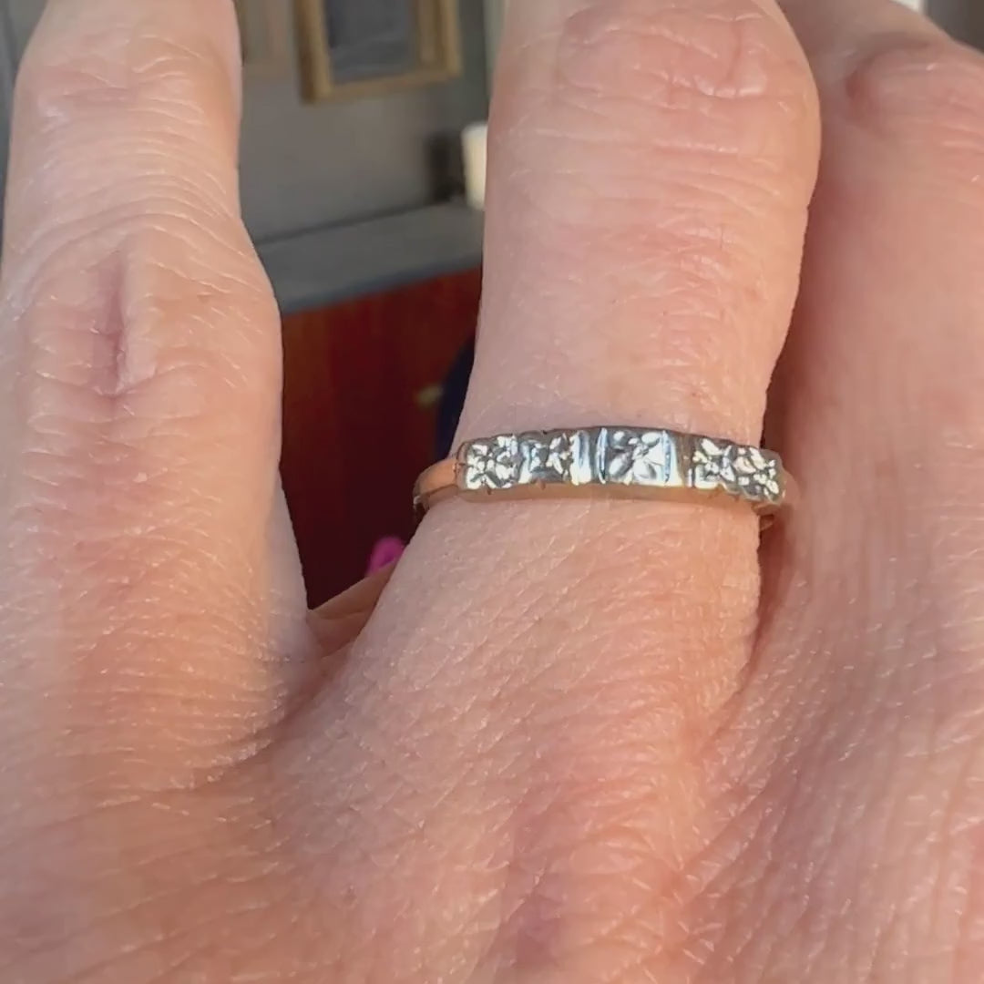 Vintage Floral Patterned Wedding Band Ring sold by Doyle and Doyle an antique and vintage jewelry boutique